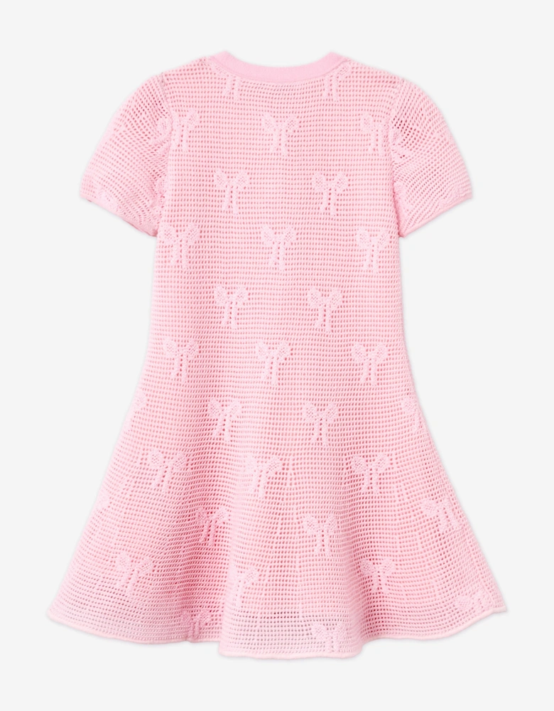 Girls Bow Crochet Knit Dress in Pink