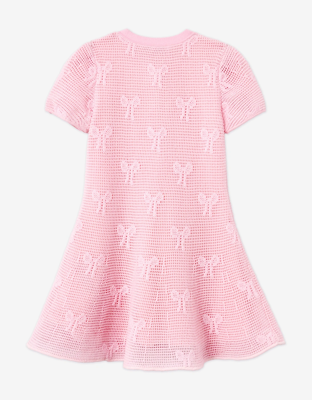 Girls Bow Crochet Knit Dress in Pink