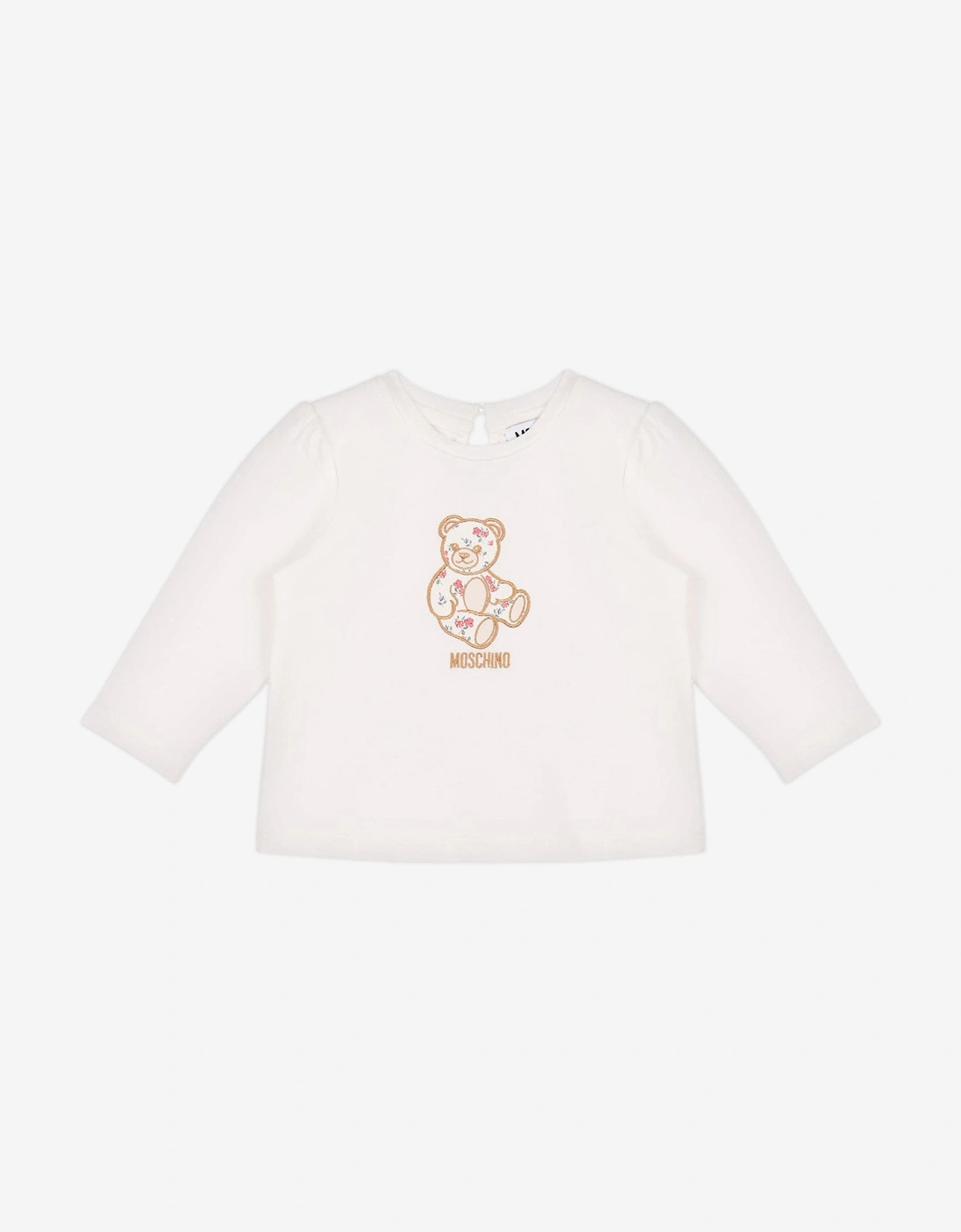 Baby Girls Floral Teddy Bear Skirt Set in Ivory