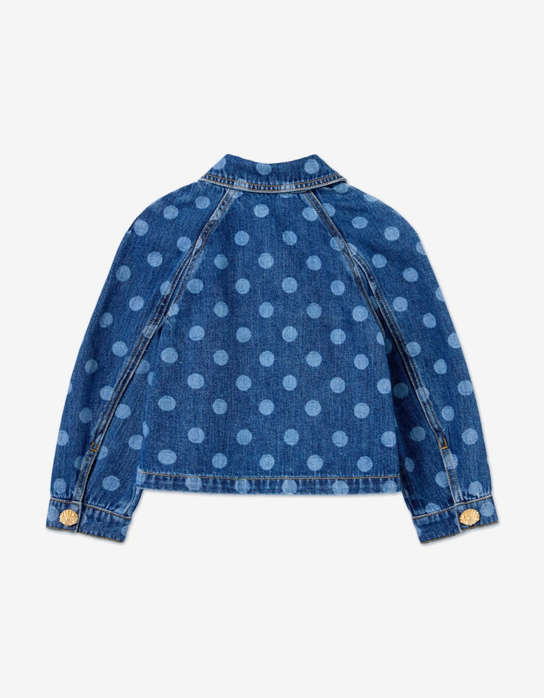 Girls Polka Dot Denim Jacket in Blue