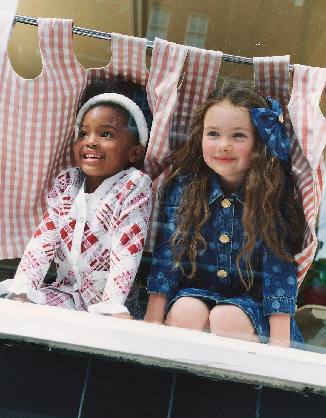 Girls Polka Dot Denim Jacket in Blue