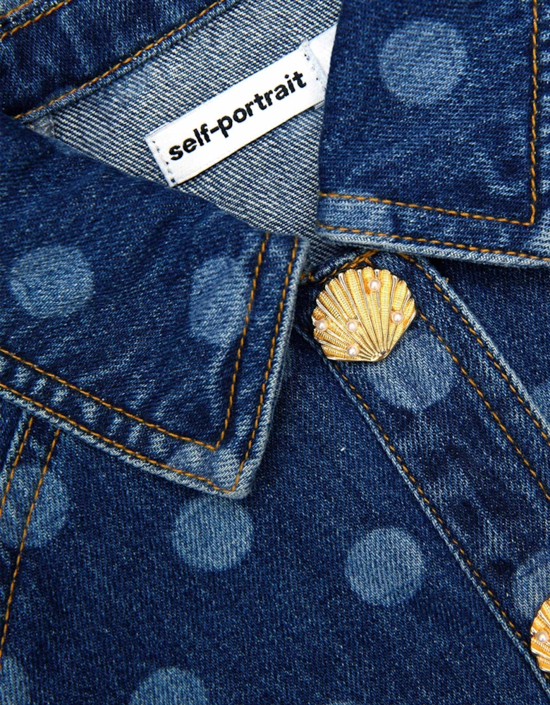Girls Polka Dot Denim Jacket in Blue