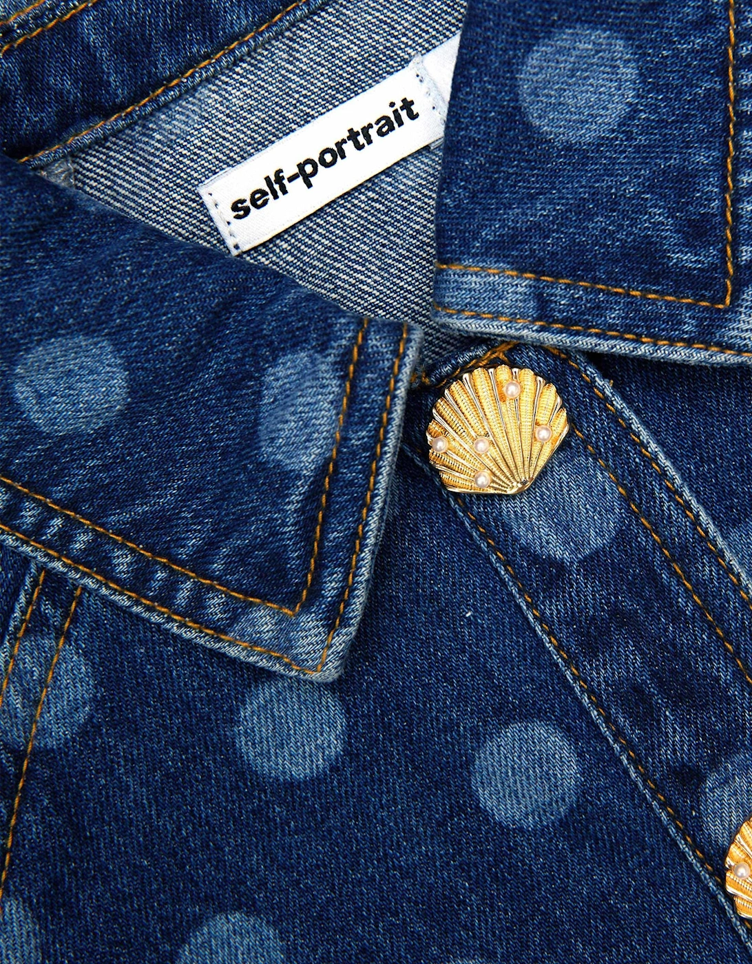 Girls Polka Dot Denim Jacket in Blue