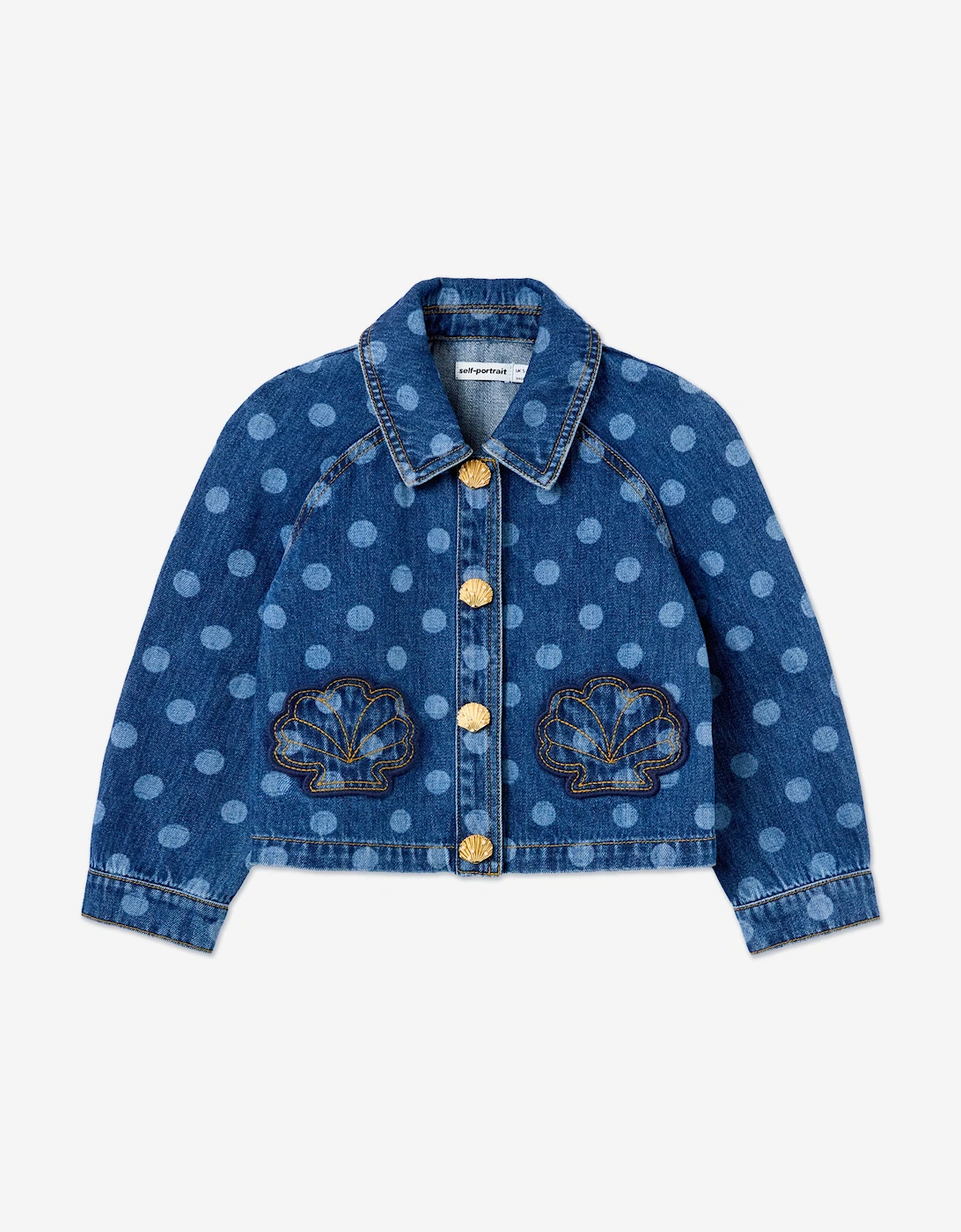 Girls Polka Dot Denim Jacket in Blue, 5 of 4