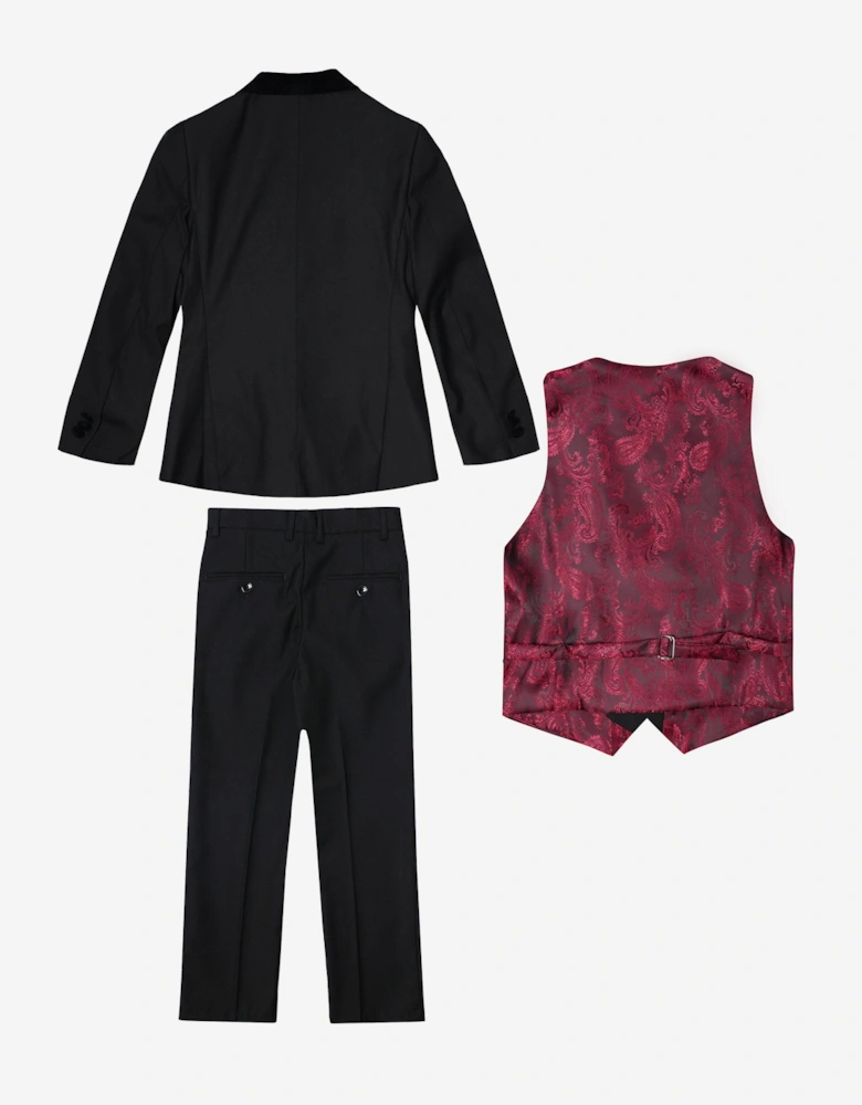 Romano Boys Banana Collar 3 Piece Suit in Black