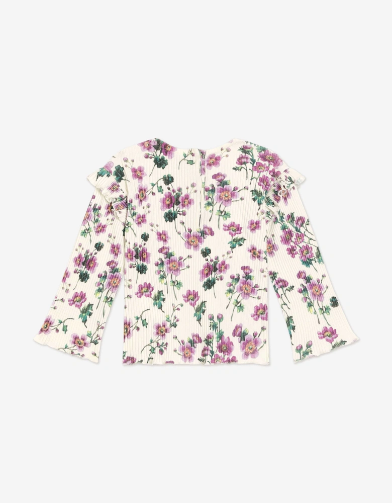 Baby Girls Floral Long Sleeve T-Shirt in White
