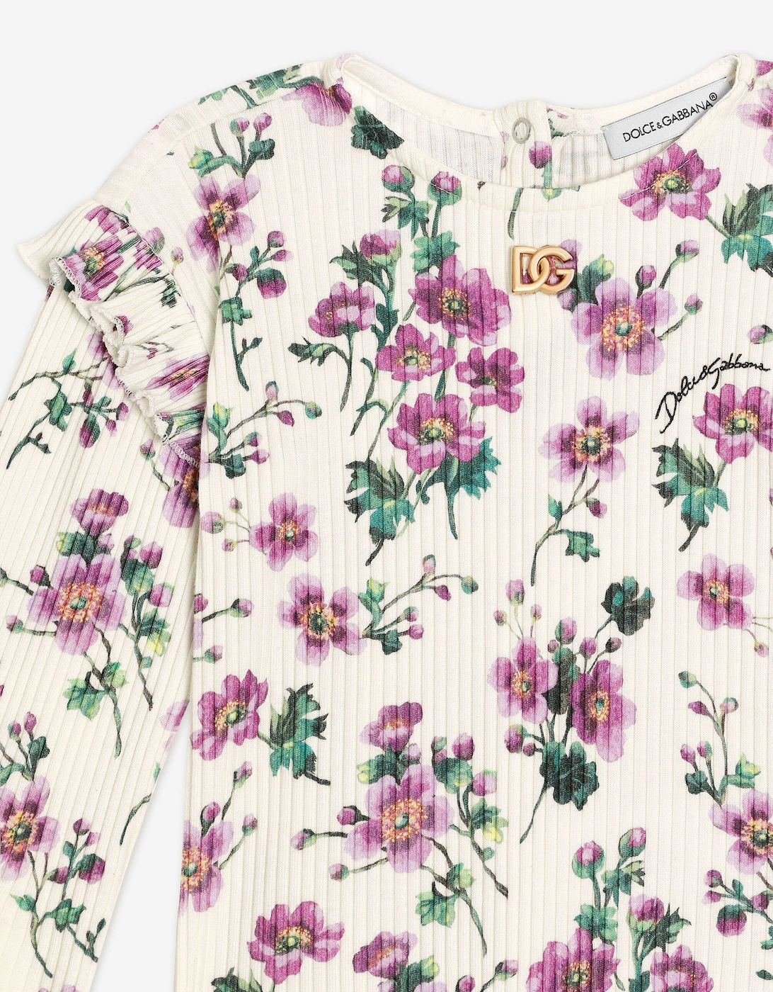 Baby Girls Floral Long Sleeve T-Shirt in White