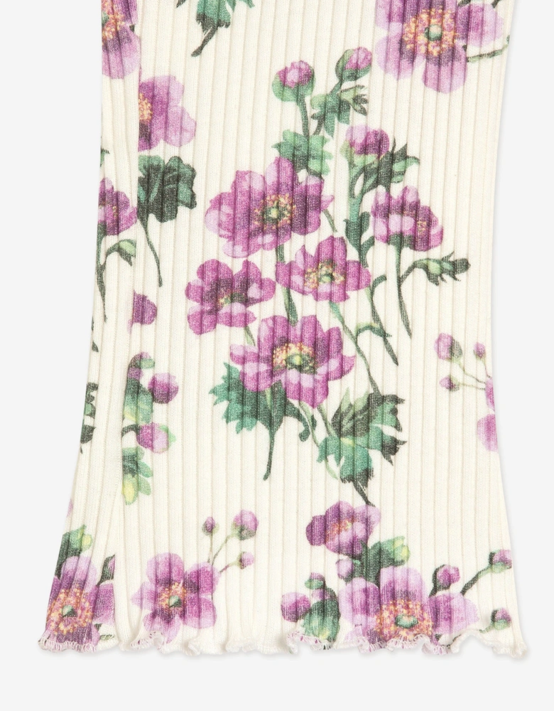 Baby Girls Floral Print Leggings in White