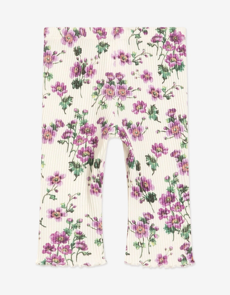 Baby Girls Floral Print Leggings in White