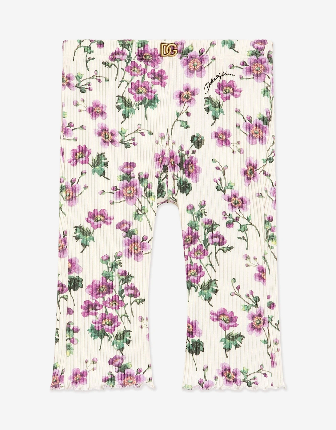 Baby Girls Floral Print Leggings in White, 5 of 4