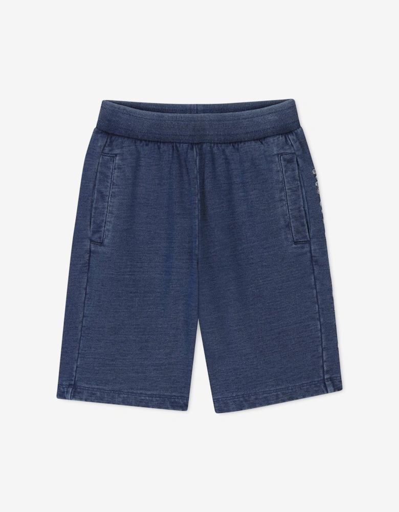 Boys Chambray Pocket Bermuda Shorts in Blue