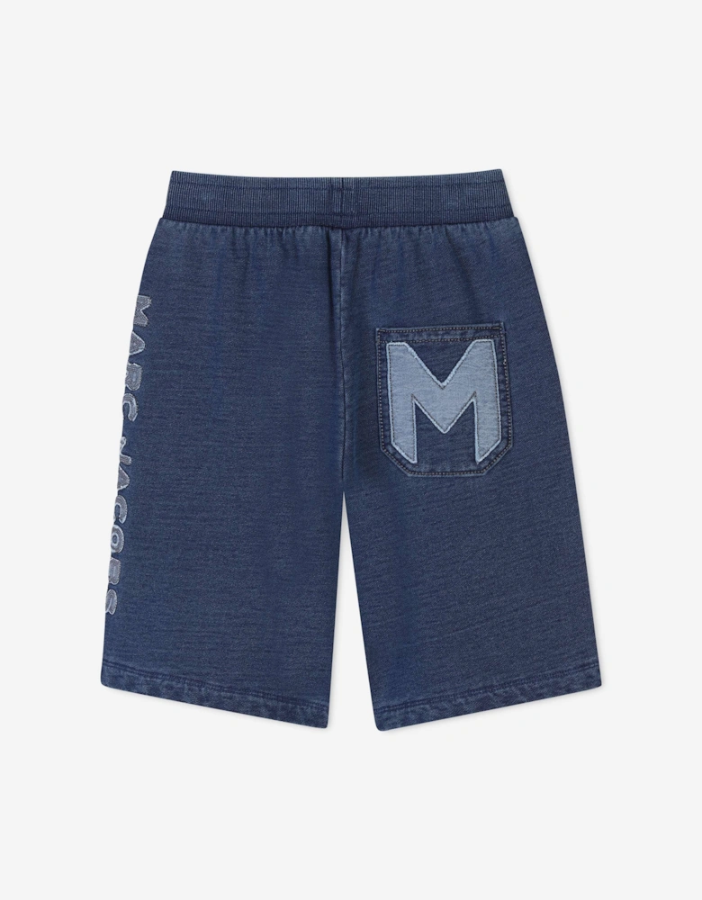 Boys Chambray Pocket Bermuda Shorts in Blue