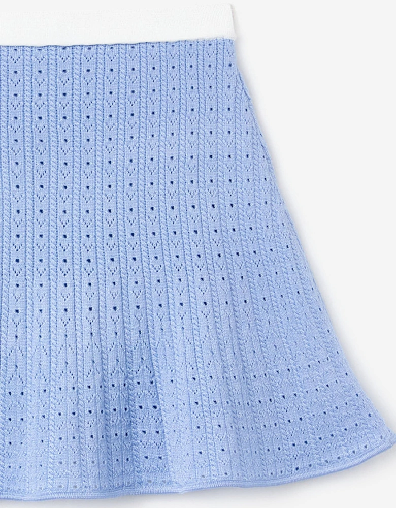 Girls Pointelle Skirt in Blue