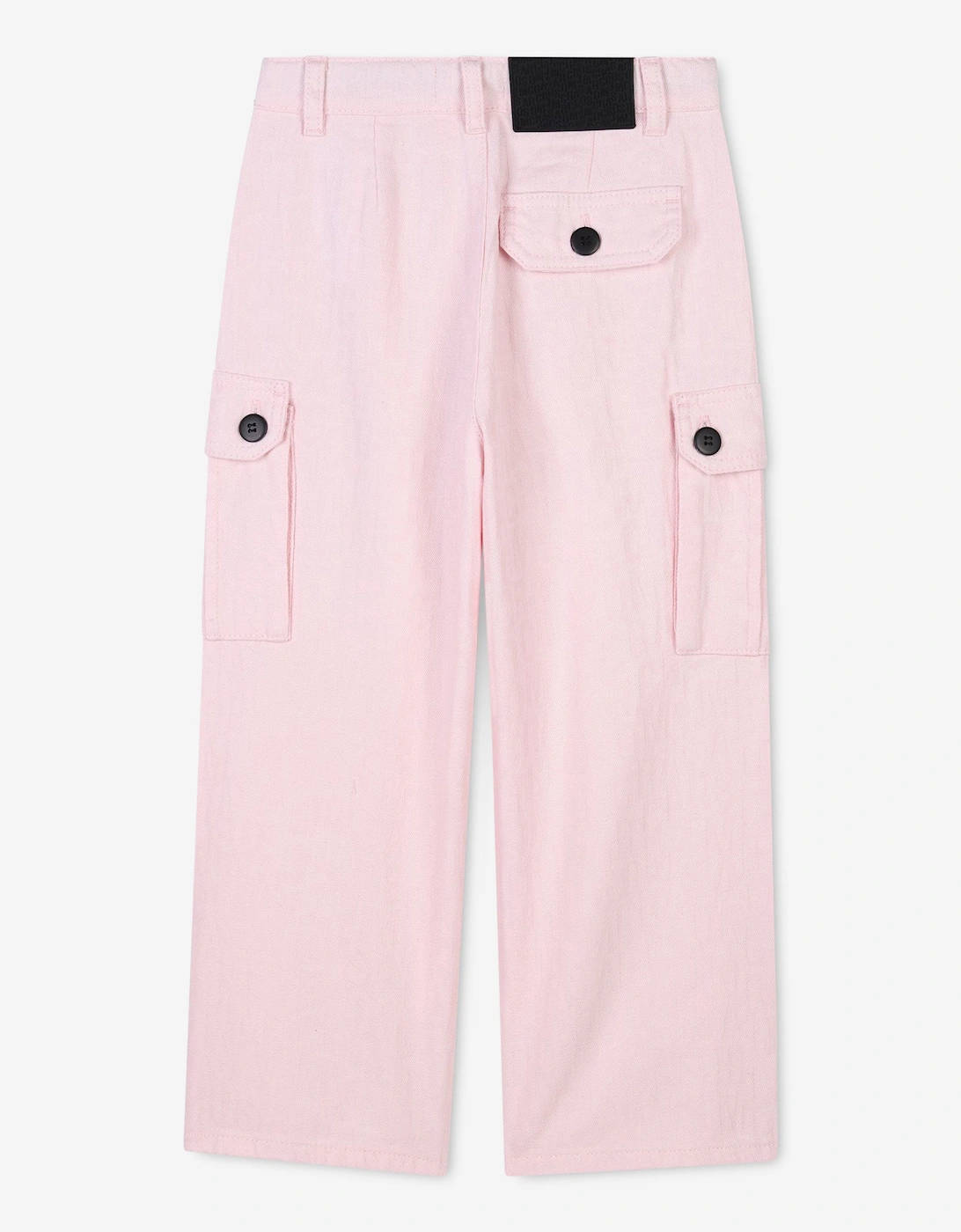 Girls Jacquard Logo Cargo Trousers in Pink