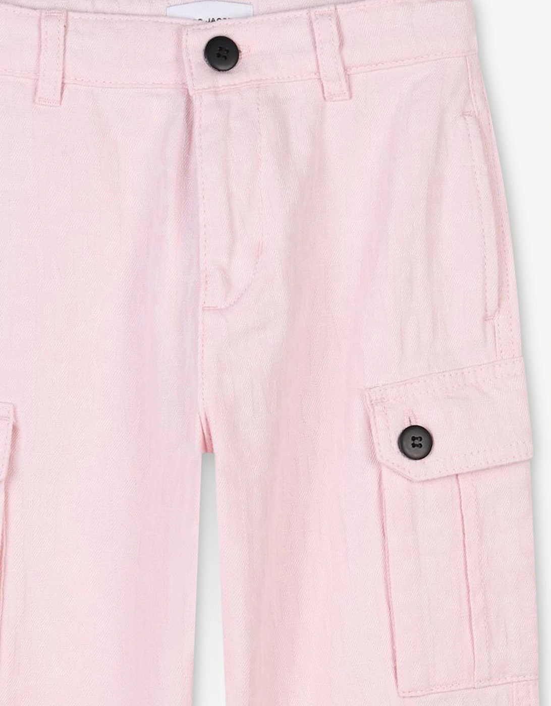 Girls Jacquard Logo Cargo Trousers in Pink