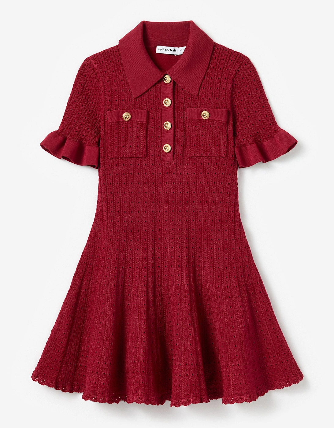 Girls Pointelle Knit Dress in Red, 5 of 4