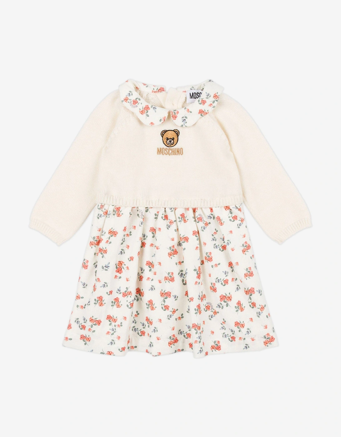 Baby Girls Floral Bear Dress in Ivory, 4 of 3