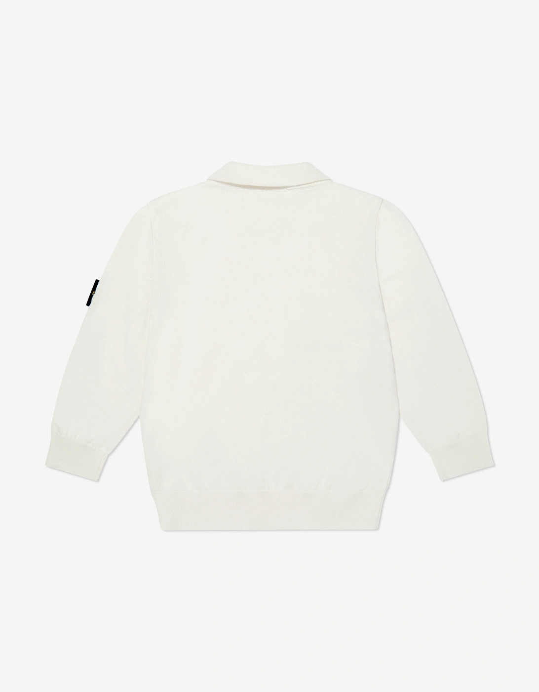 Boys Long Sleeve Knit Polo Shirt in White