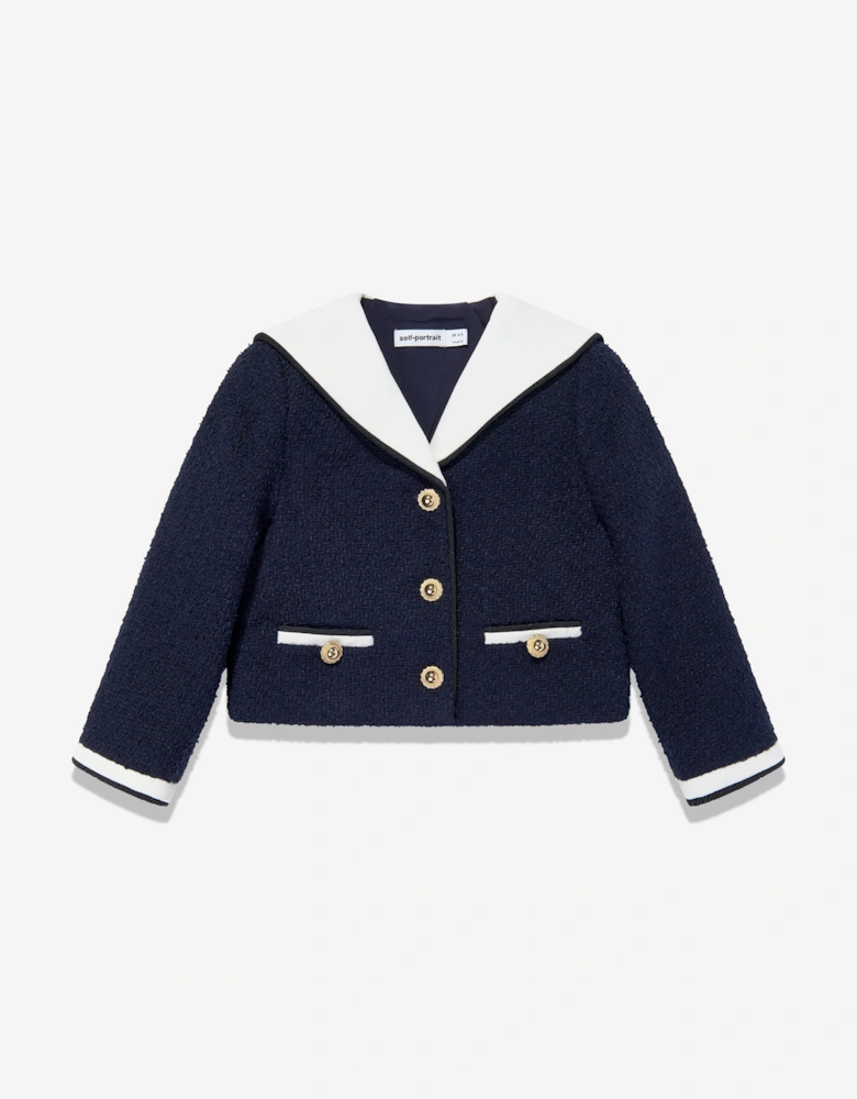 Girls Boucle Jacket in Navy