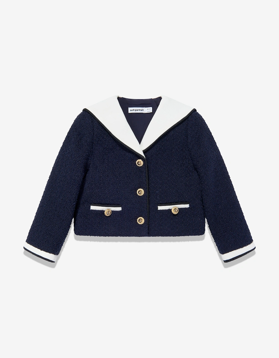 Girl's Self Portrait Girls Boucle Jacket in Navy - Blue - Size: 8 - 10 yrs