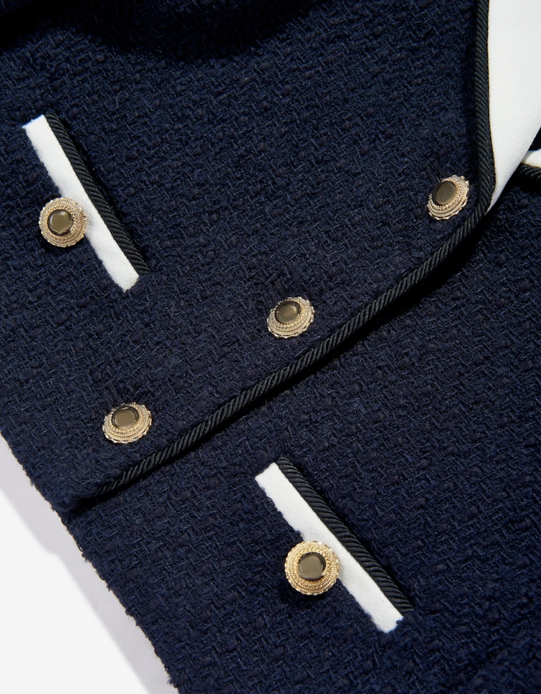 Girls Boucle Jacket in Navy
