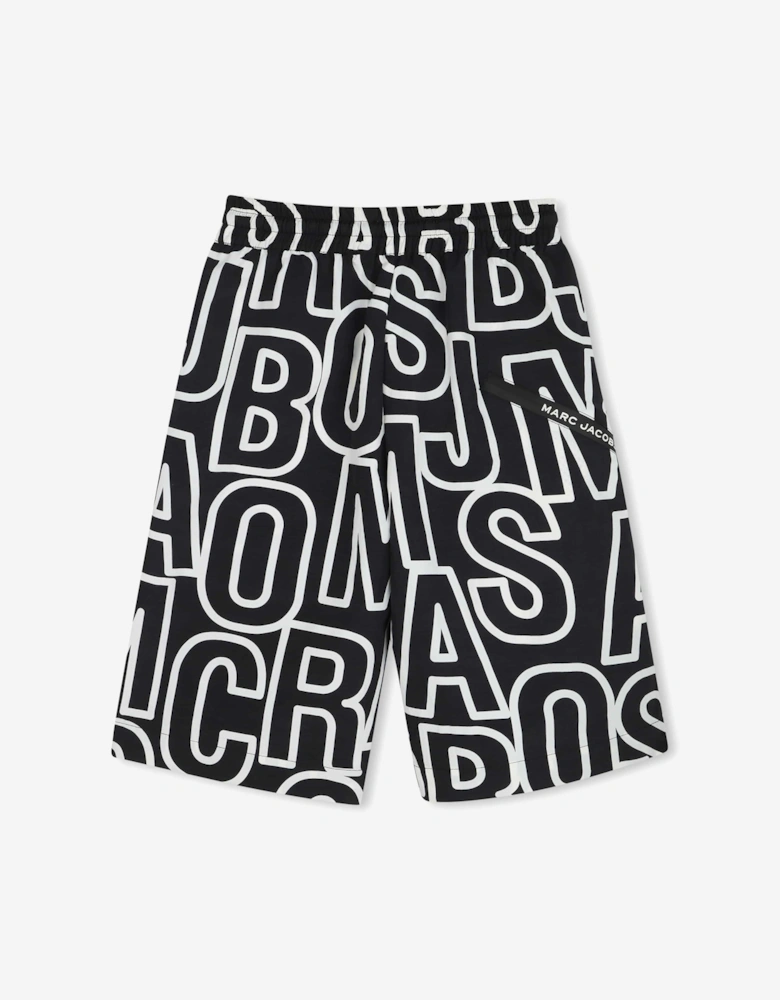 Boys Logo Print Bermuda Shorts in Black