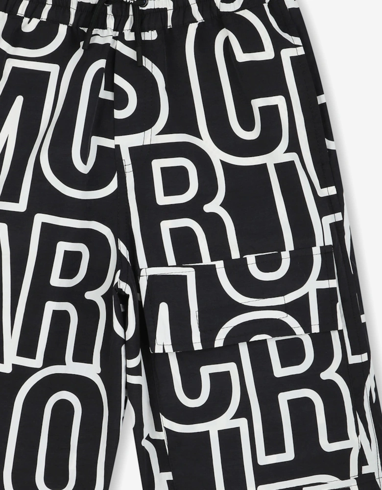 Boys Logo Print Bermuda Shorts in Black
