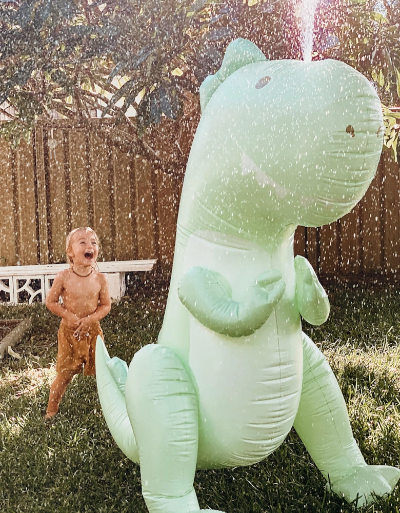 Kids Surfing Dino Inflatable Giant Sprinkler in Green