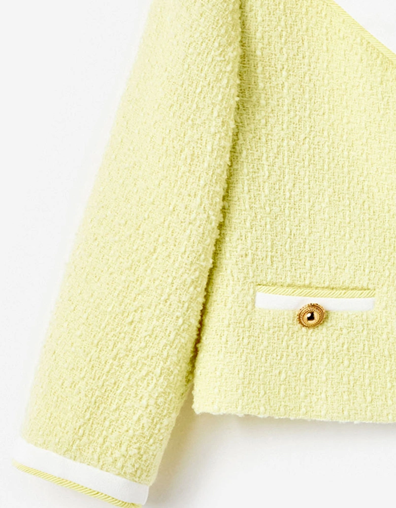 Girls Boucle Jacket in Yellow