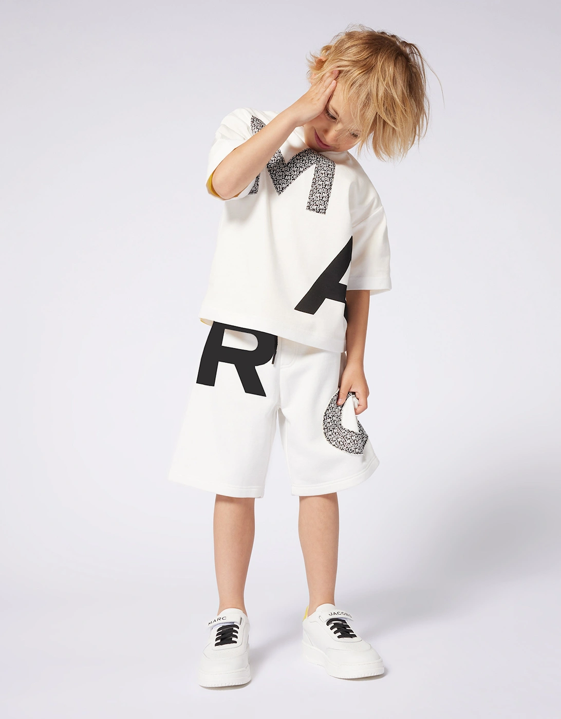 Boys Logo Bermuda Shorts in Ivory