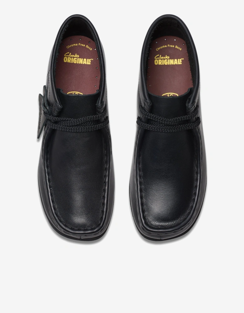 Kids Leather Wallabee Boots in Black