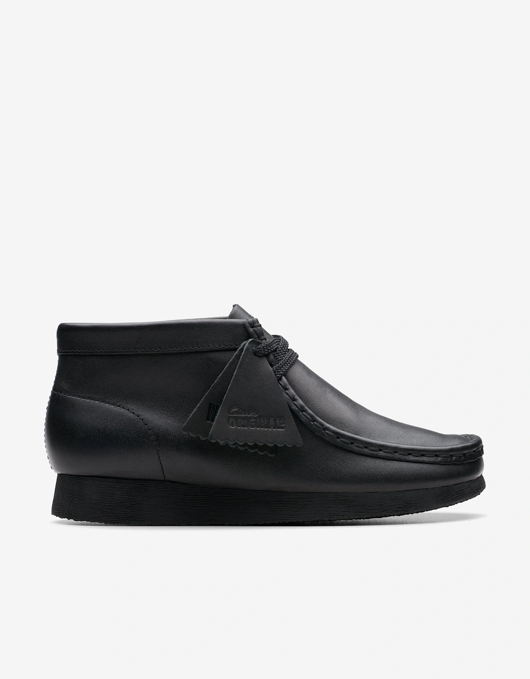 Clarks Girl's Clarks Kids Leather Wallabee Boots in Black (Wide Fit)