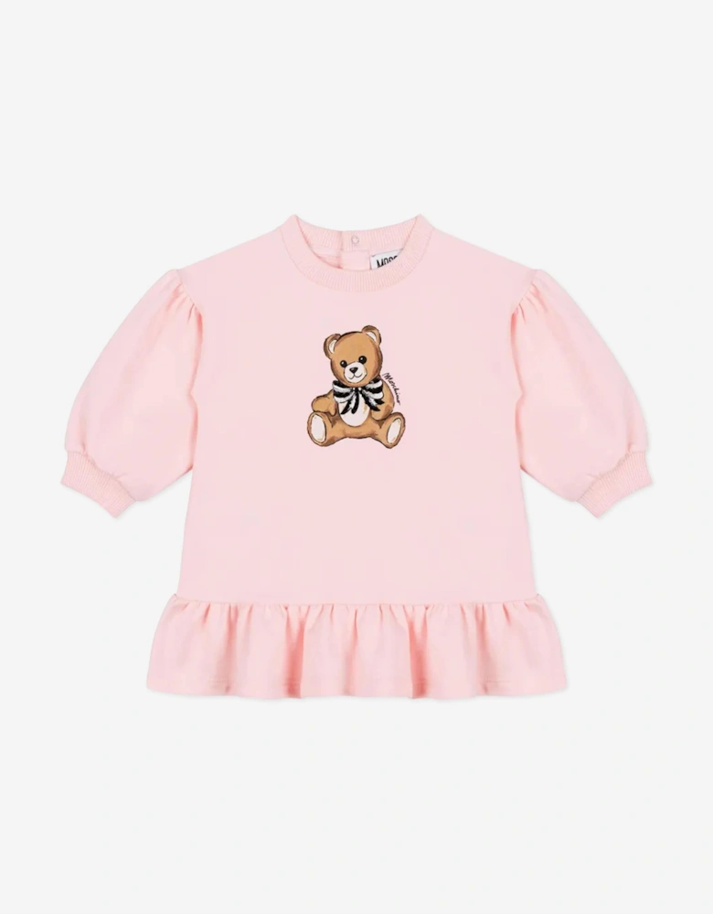 Baby Girls Teddy Bear Sweater Dress in Pink