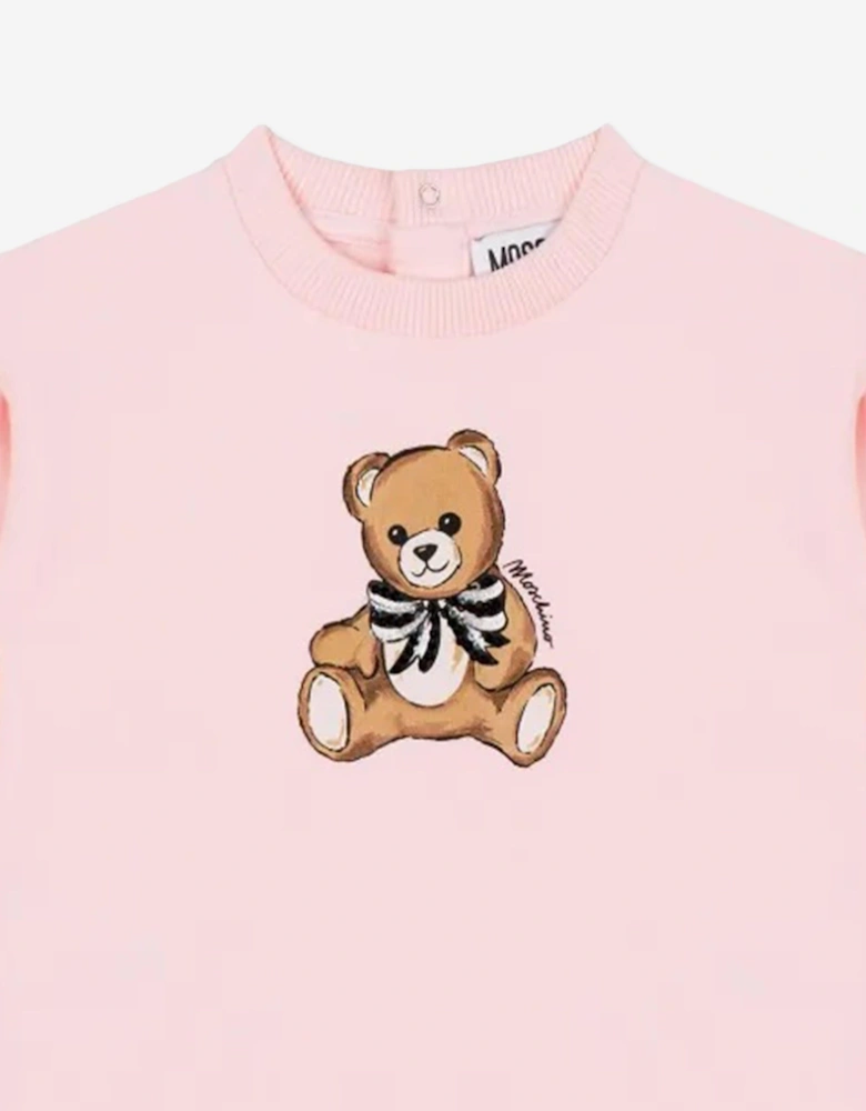 Baby Girls Teddy Bear Sweater Dress in Pink