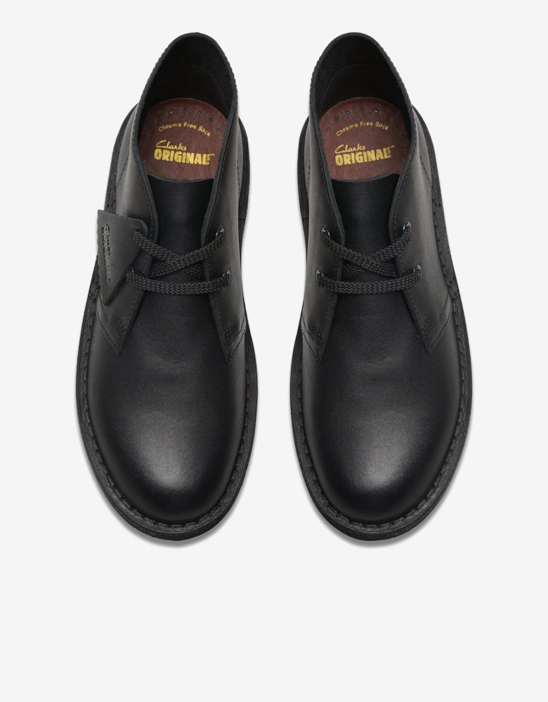 Kids Leather Desert Boots in Black