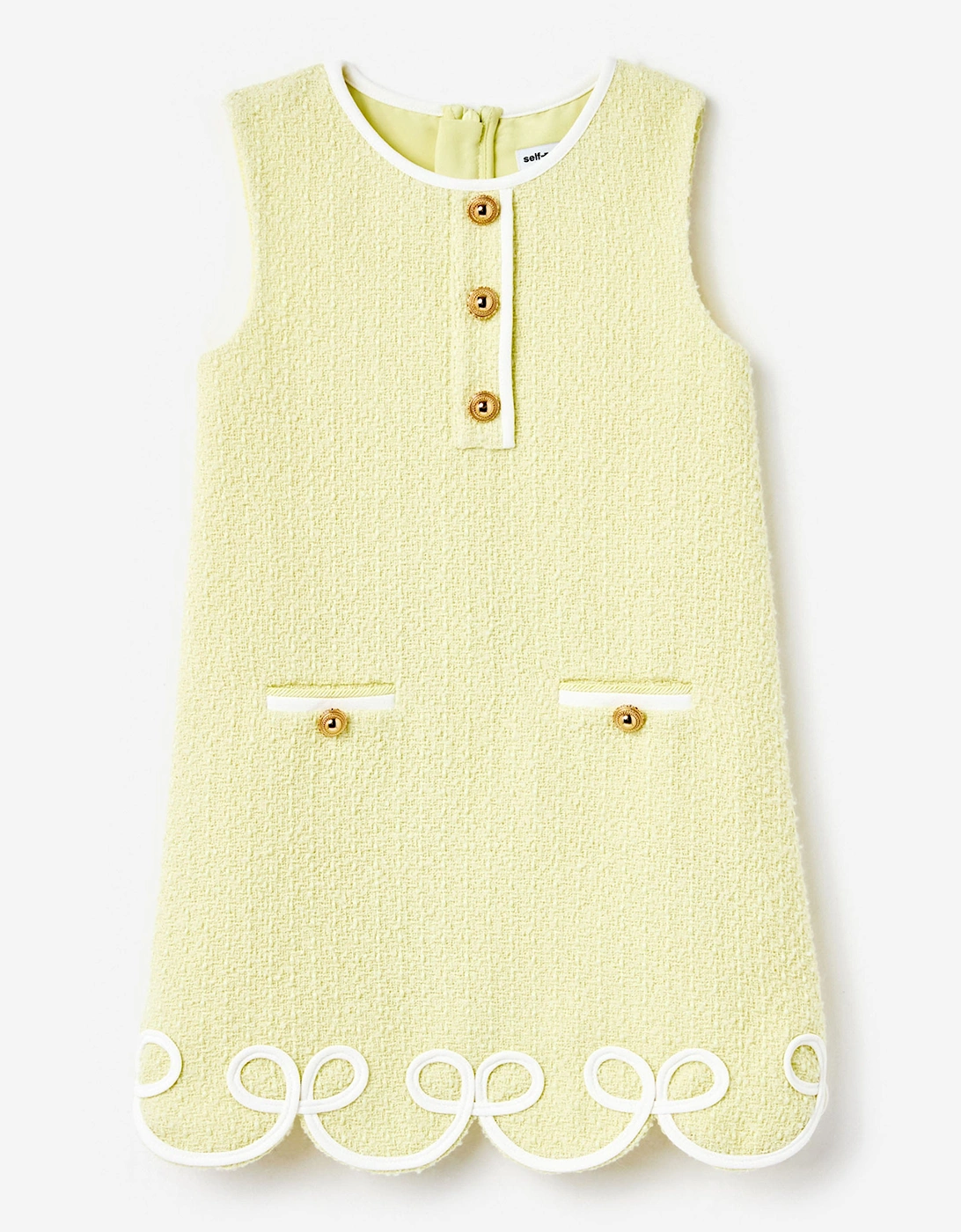 Girl's Self Portrait Girls Boucle Dress in Yellow - Size: 7 years/8 years