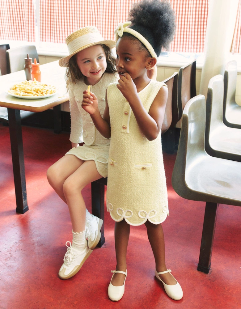 Girls Boucle Dress in Yellow