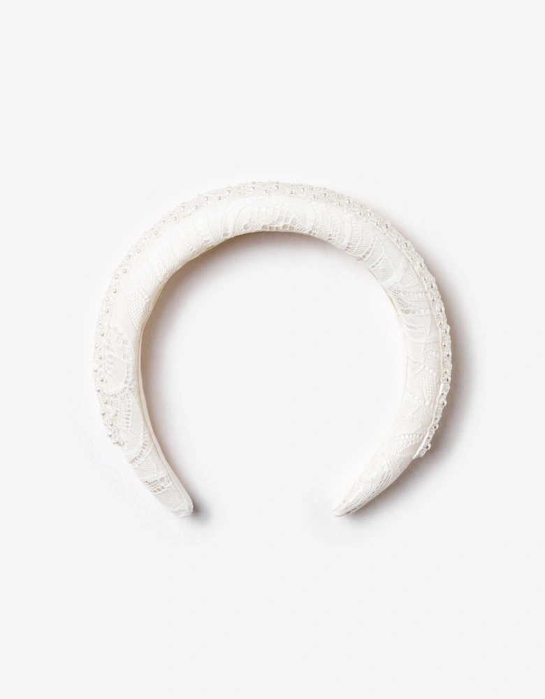 Girls Lace Headband in White