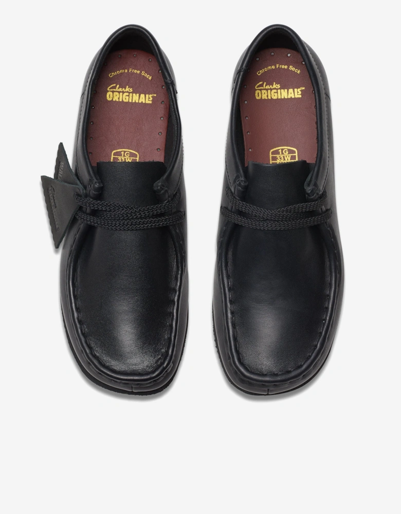 Kids Leather Wallabee Shoes in Black