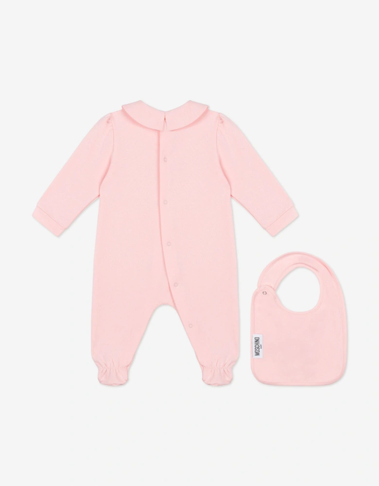 Baby Girls Teddy Bear Babygrow Gift Set in Pink