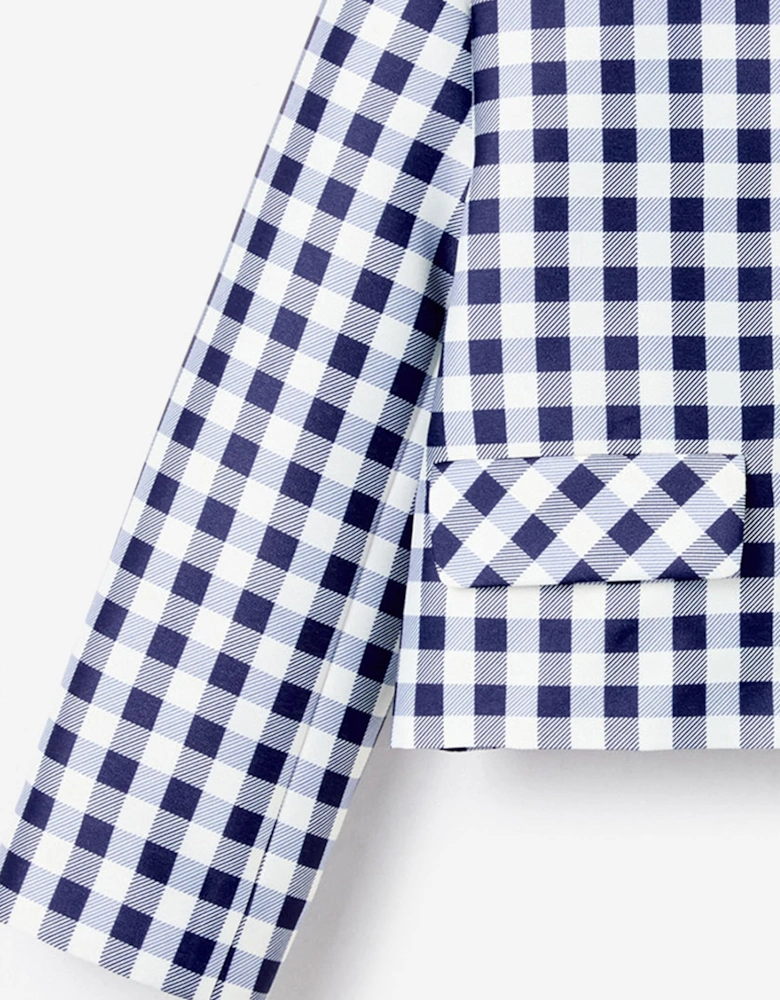 Girls Gingham Taffeta Jacket in Navy