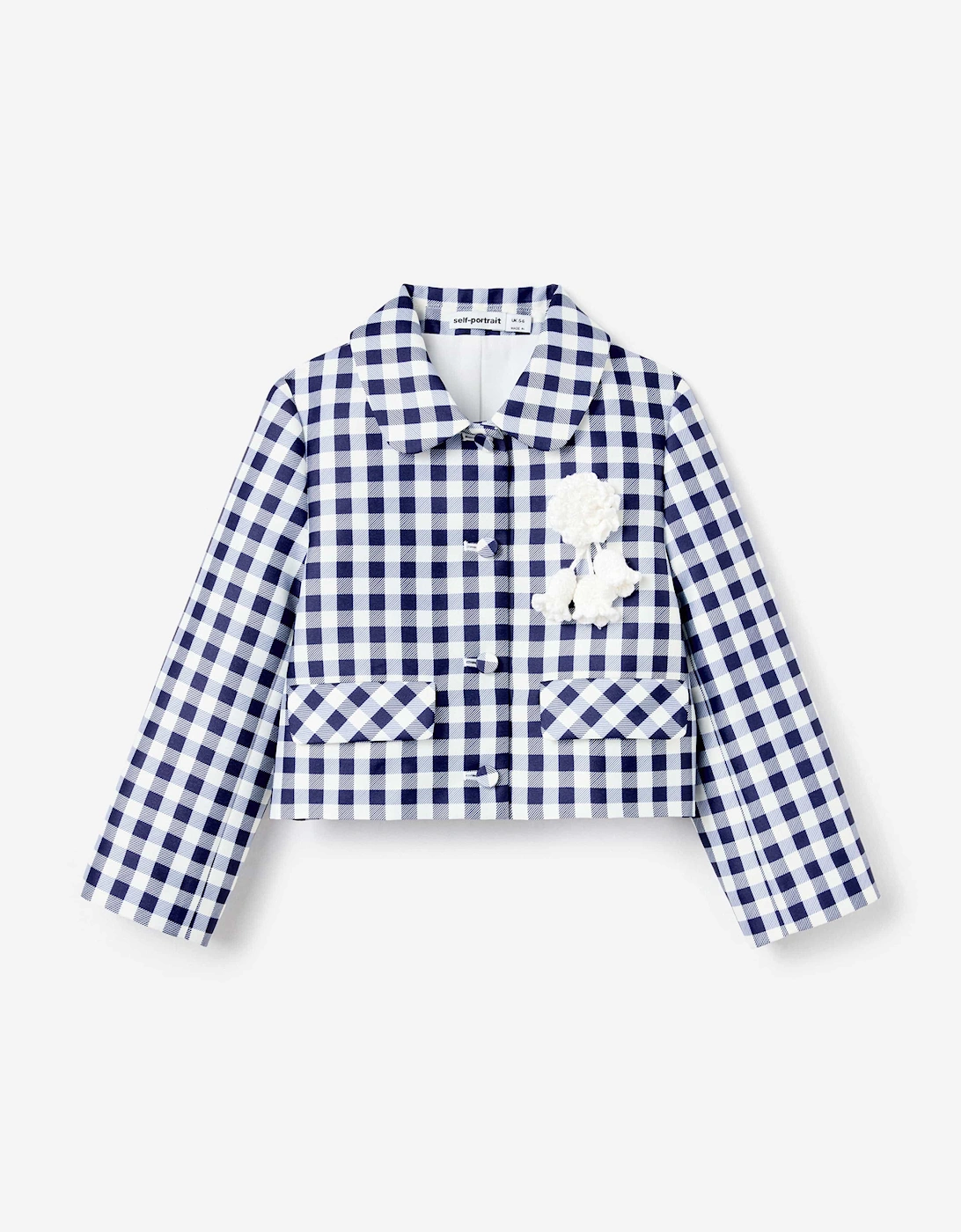 Girls Gingham Taffeta Jacket in Navy, 5 of 4