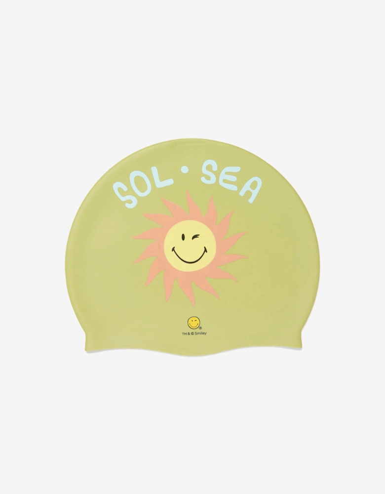 Kids Smiley World Swimming Cap in Green