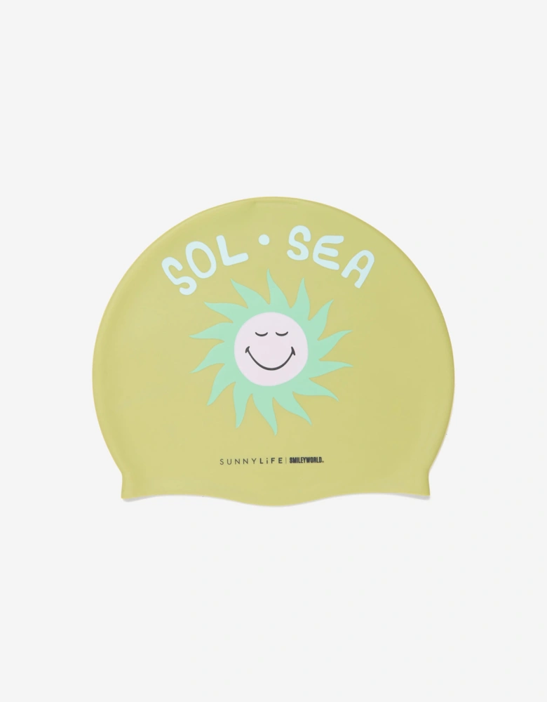 Kids Smiley World Swimming Cap in Green