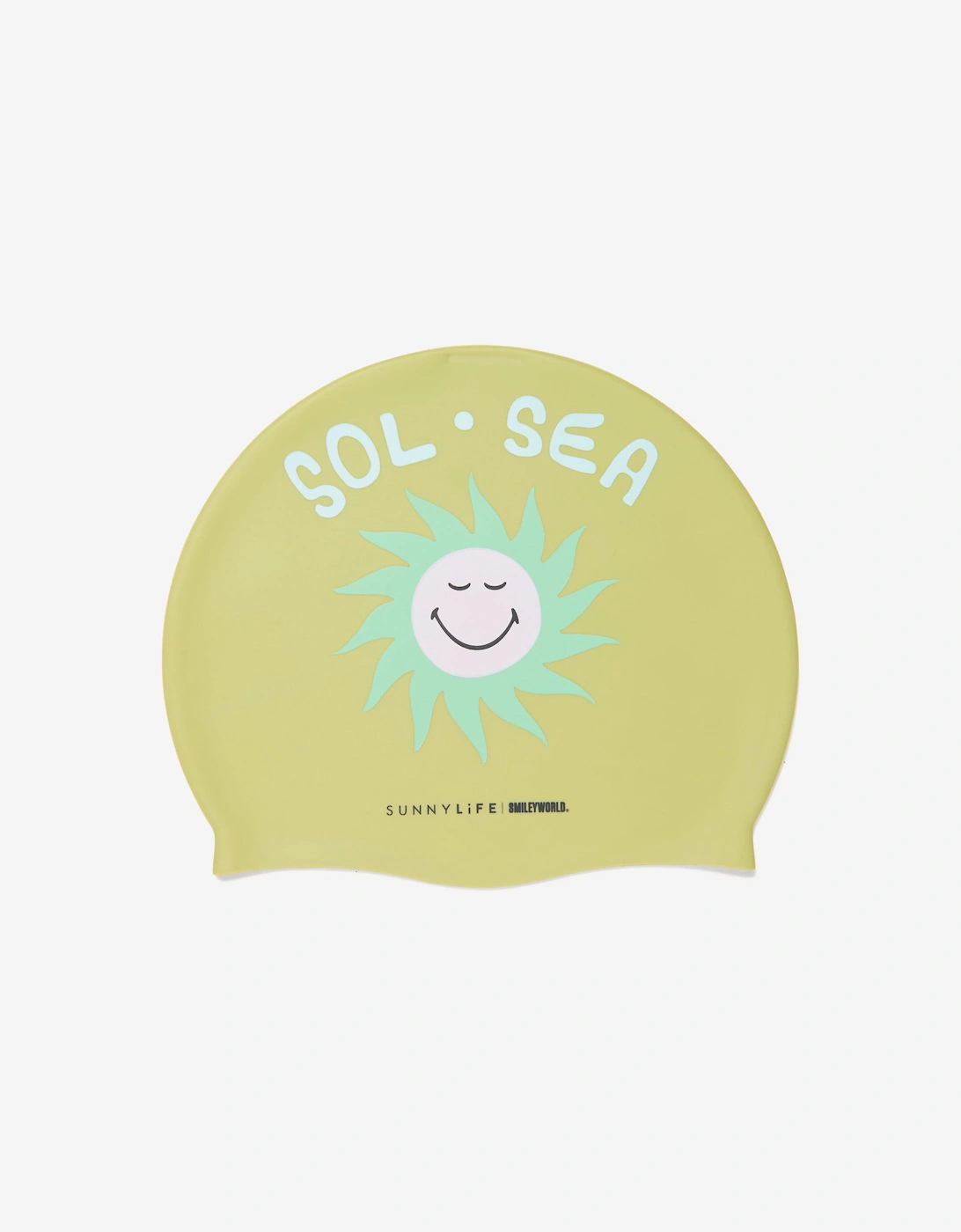 Kids Smiley World Swimming Cap in Green, 6 of 5