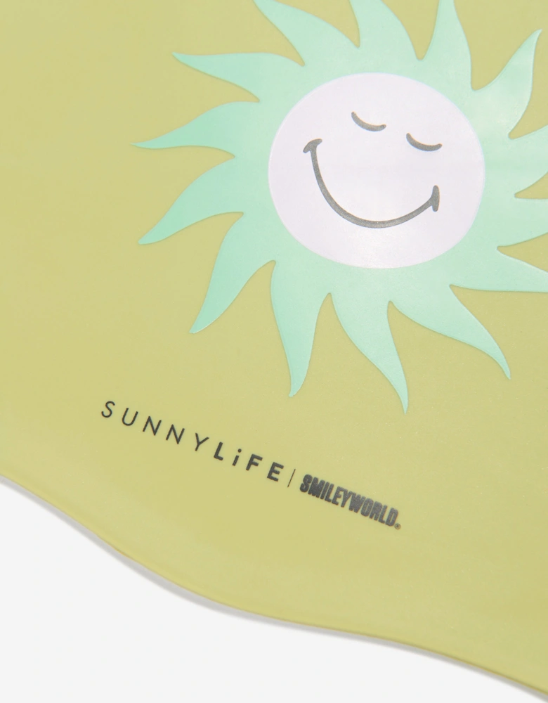 Kids Smiley World Swimming Cap in Green
