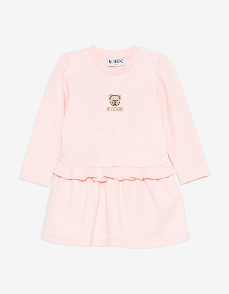 Baby Girls Bear Logo Dress in Pink