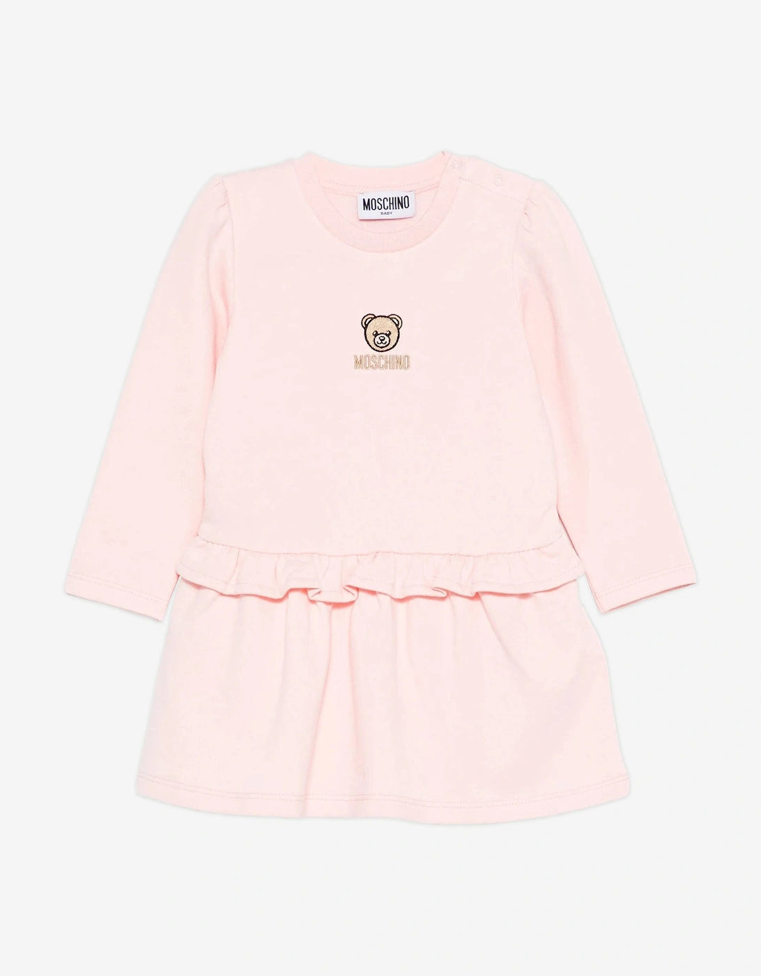 Baby Girls Bear Logo Dress in Pink, 5 of 4