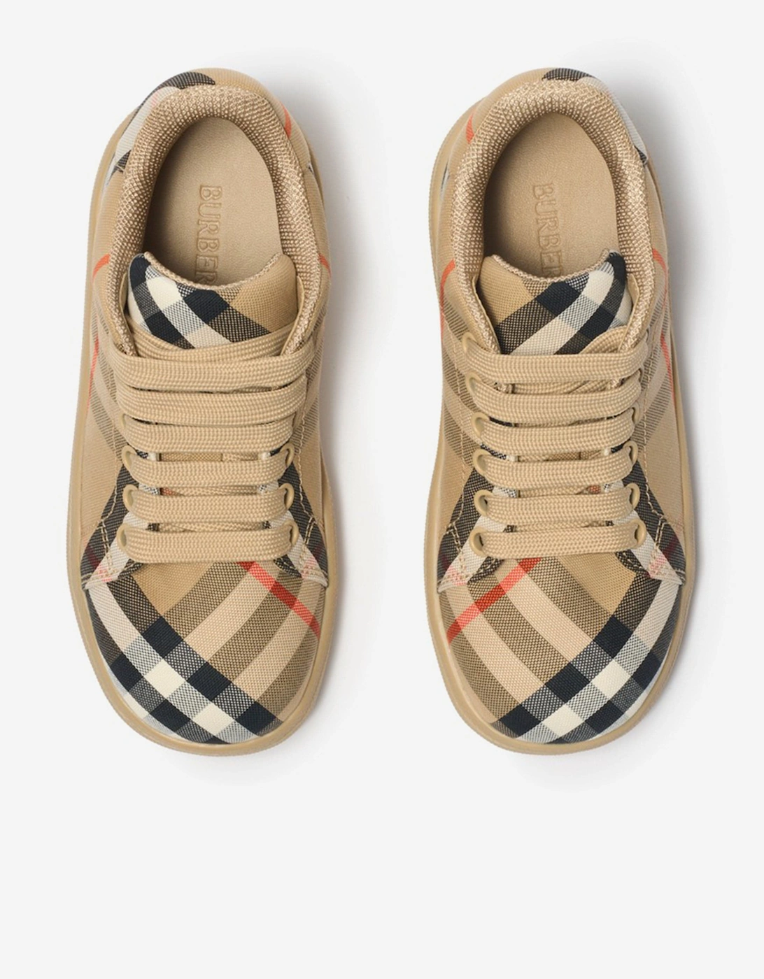 Kids Cambridge Check Trainers in Beige