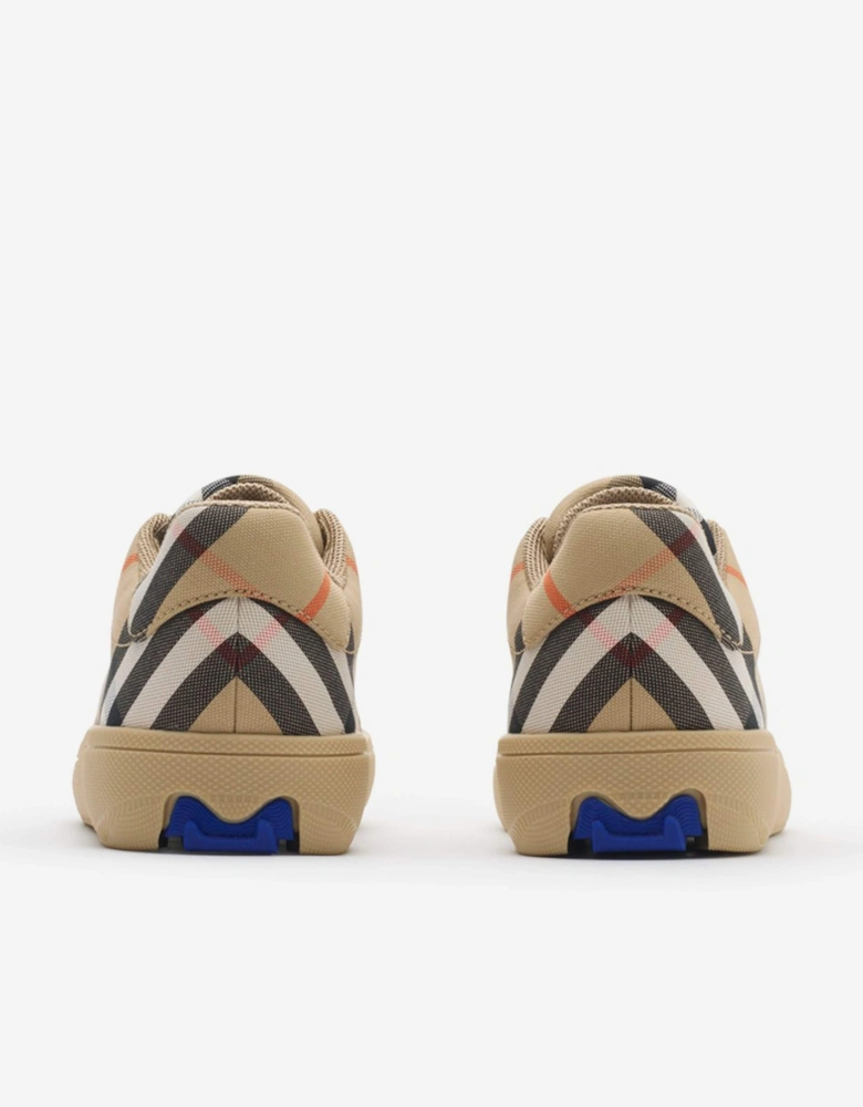 Kids Cambridge Check Trainers in Beige